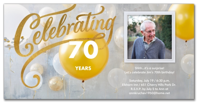 Birthday Invitation Vision Check - Personalised 70th Birthday Invitations