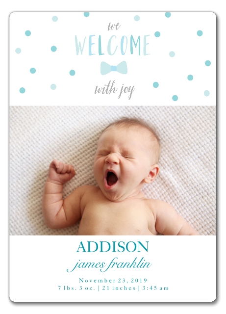 Customizable 'Hello World' Birth Announcement on Premium Cardstock
