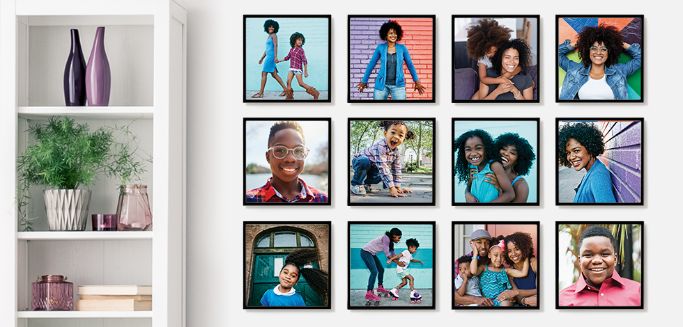 Print Your Canvas Photos to Customize Personalized Photo Wall Collages  Photo Tiles 8x8 Inch, Peel and Stick Picture Frames Storyboards for Home  Decor