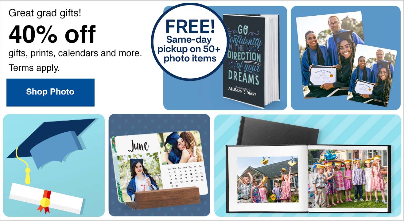 40% off Prints, Enlargements, Calendars, Photo Books, Gifts 