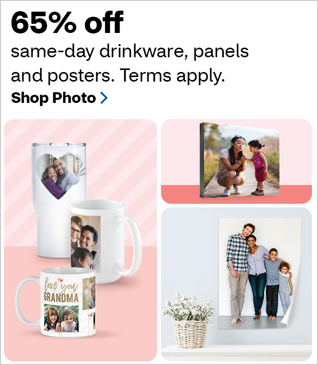 65% off Same Day Drinkware, Posters, and Panels