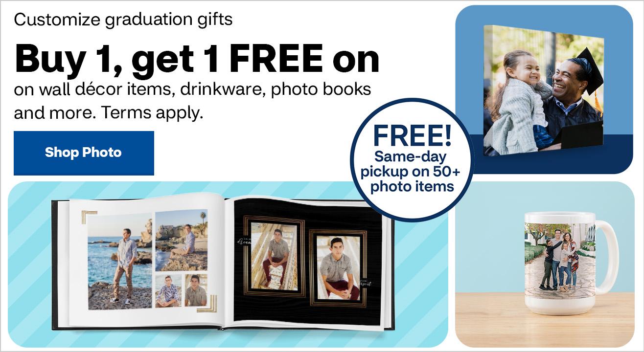 Buy 1, Get 1 Free Enlargements, Collage, Wallets, Mini Prints, Posters, Photo Books, Wall Décor, Gifts, Calendars