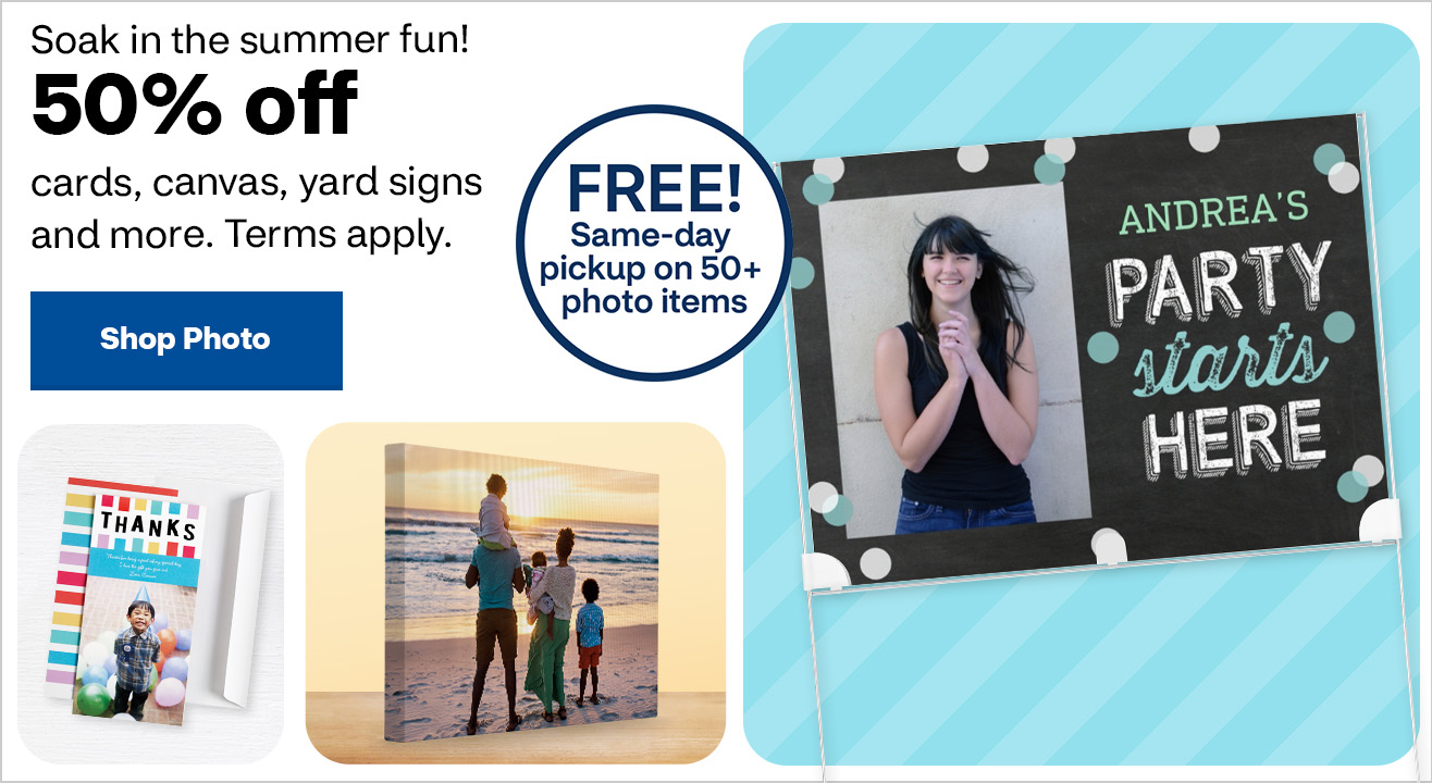 50% off Cards, Canvas, Banners, and Yard Signs